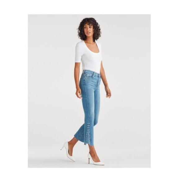 7 For All Mankind Denim - NWT 7 For All Mankind | Vintage Luxe High Waist Slim Kick Studded Jeans - Sz 30